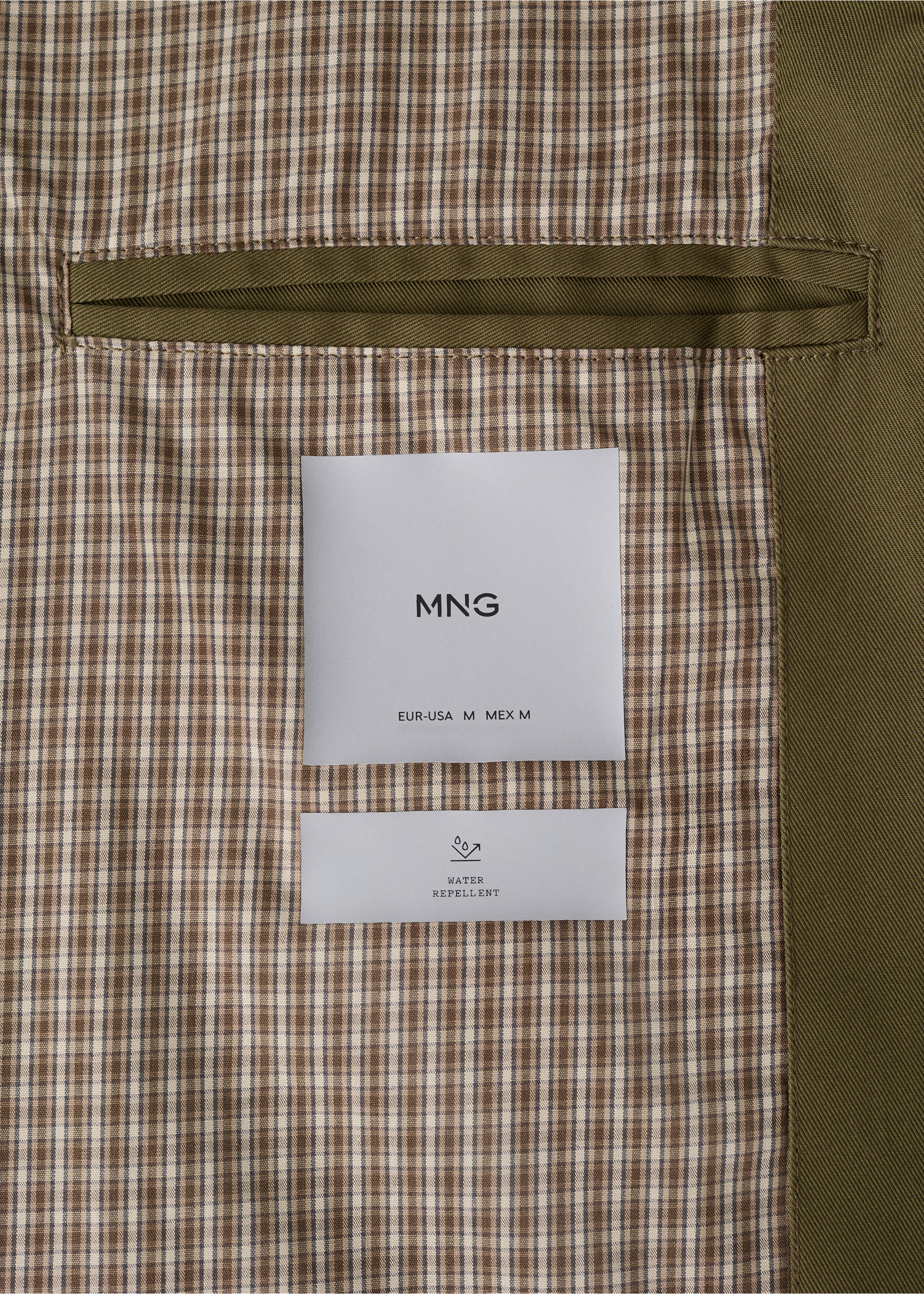 Chaqueta water-repellent cremallera oculta - Detalle del artículo 0, Oliva. Ref: 27004412-00.