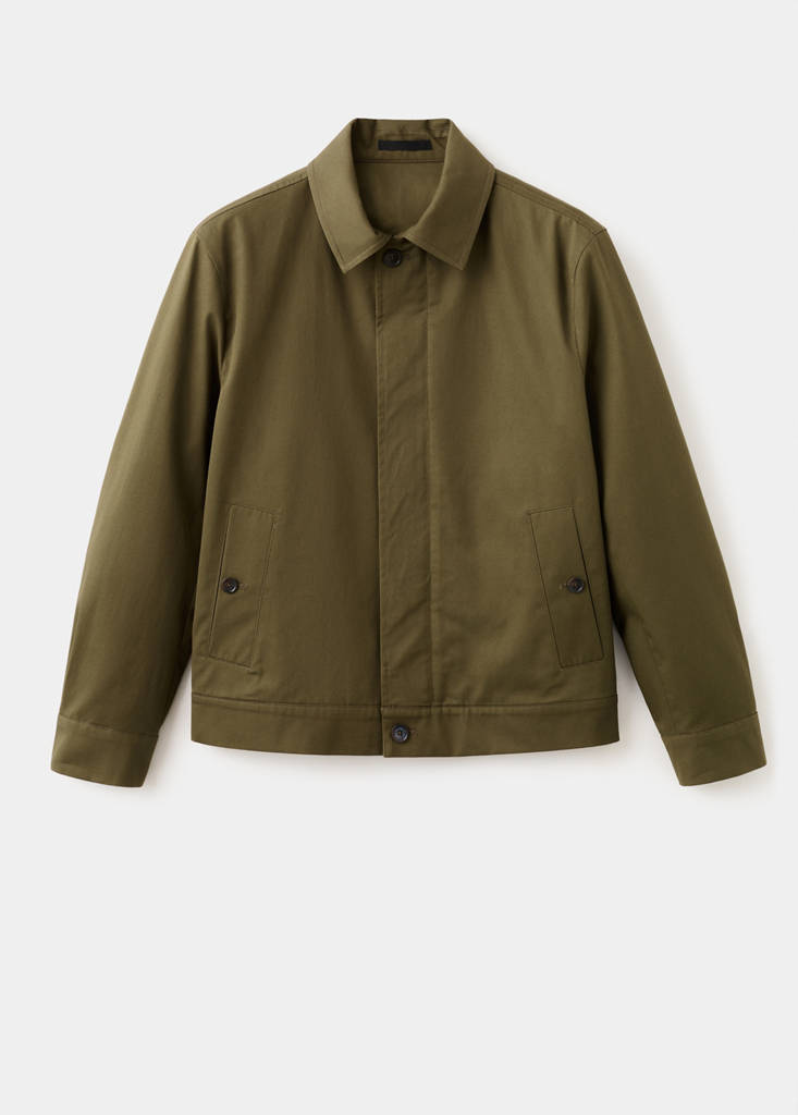 Water-repellent jacket with hidden zip — Olive Green