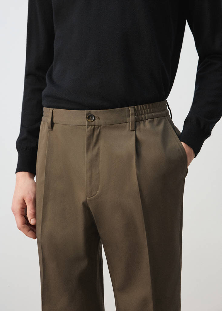 Regular-fit pleated trousers — Brown