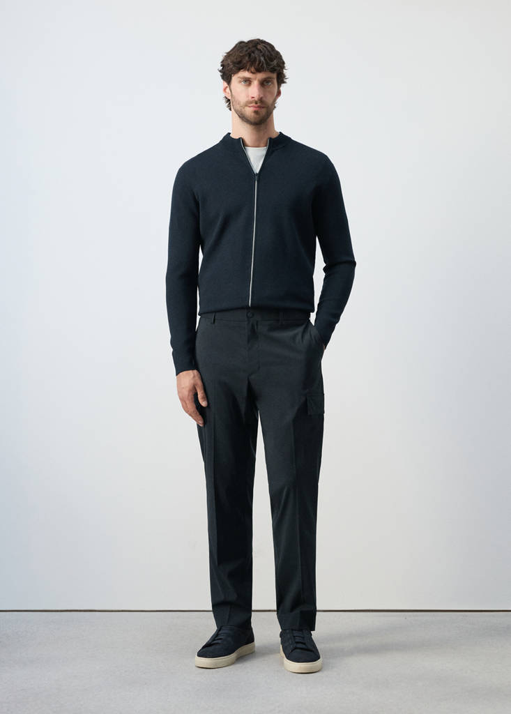 Slim fit comfort stretch cargo trousers — Navy