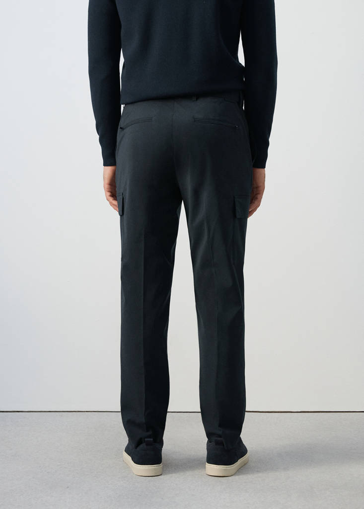 Slim fit comfort stretch cargo trousers — Navy