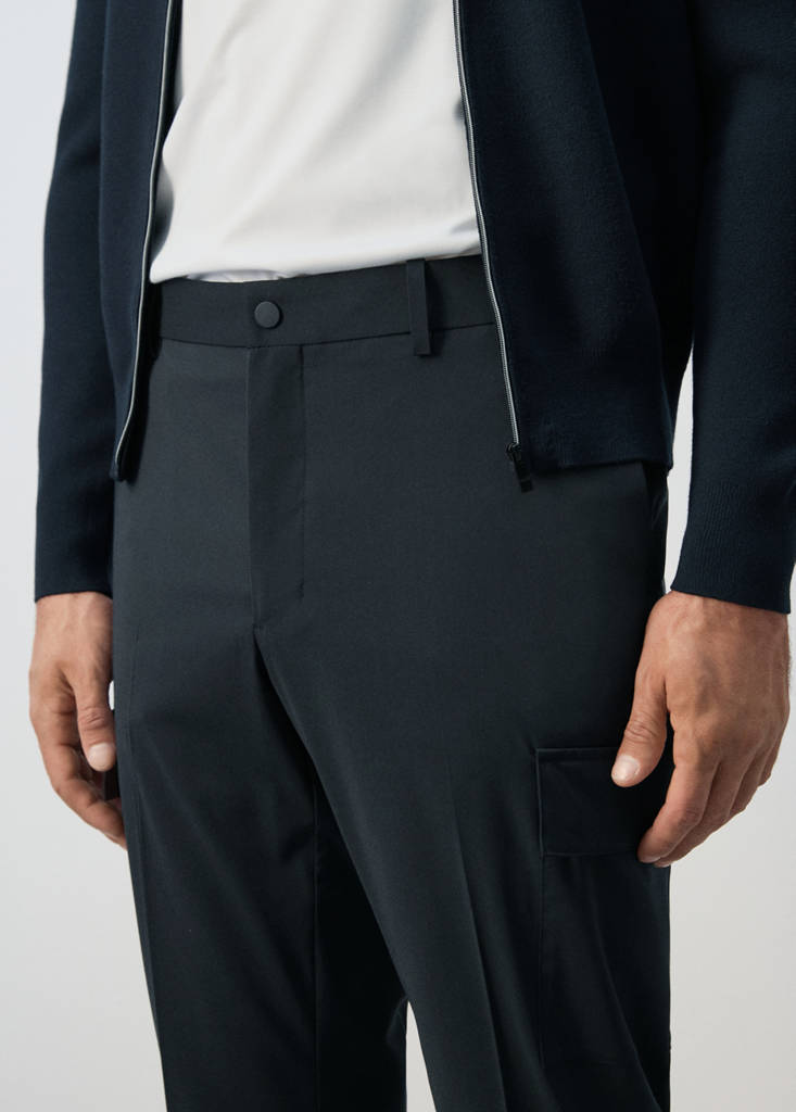 Slim fit comfort stretch cargo trousers — Navy