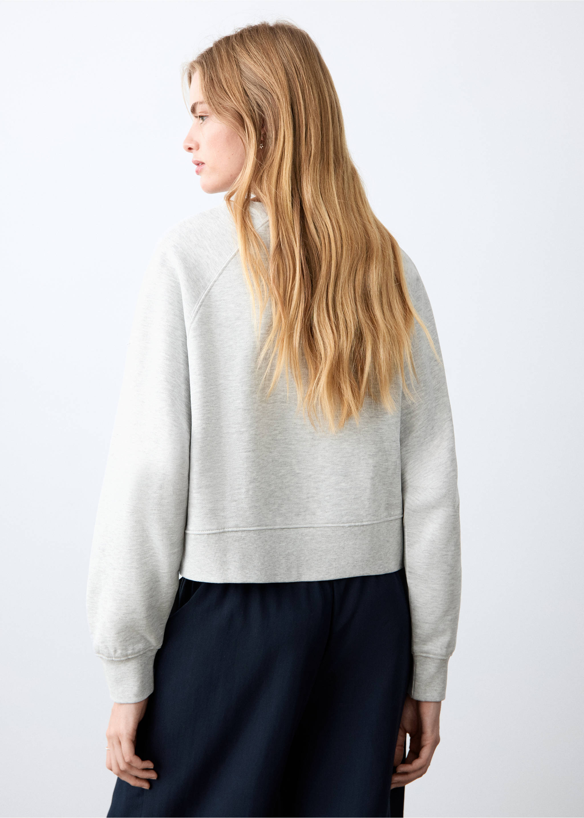 Sweat-shirt crop coton - Verso de l’article, Gris chiné clair. Ref: 27004419-00.