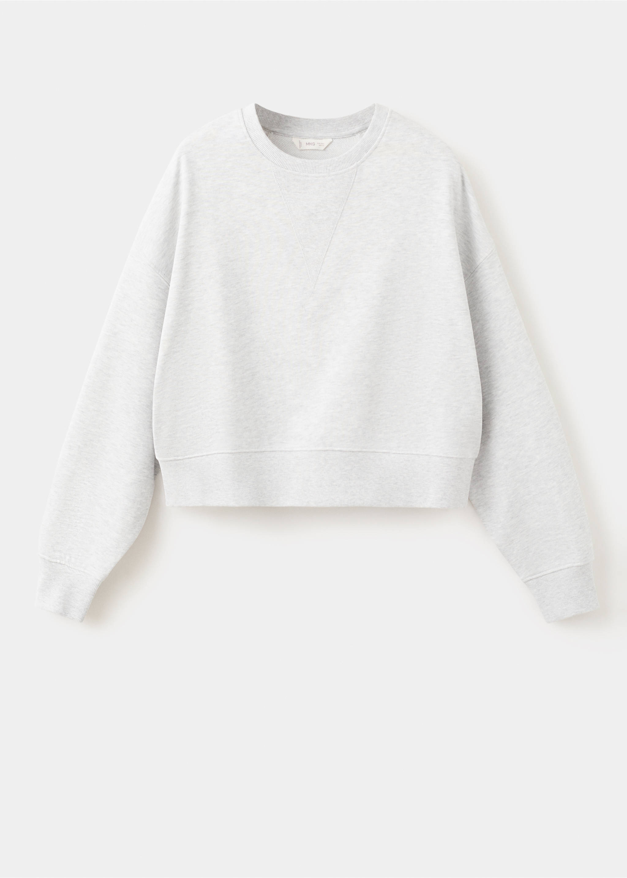 Sweat-shirt crop coton - Article sans modèle, Gris chiné clair. Ref: 27004419-00.