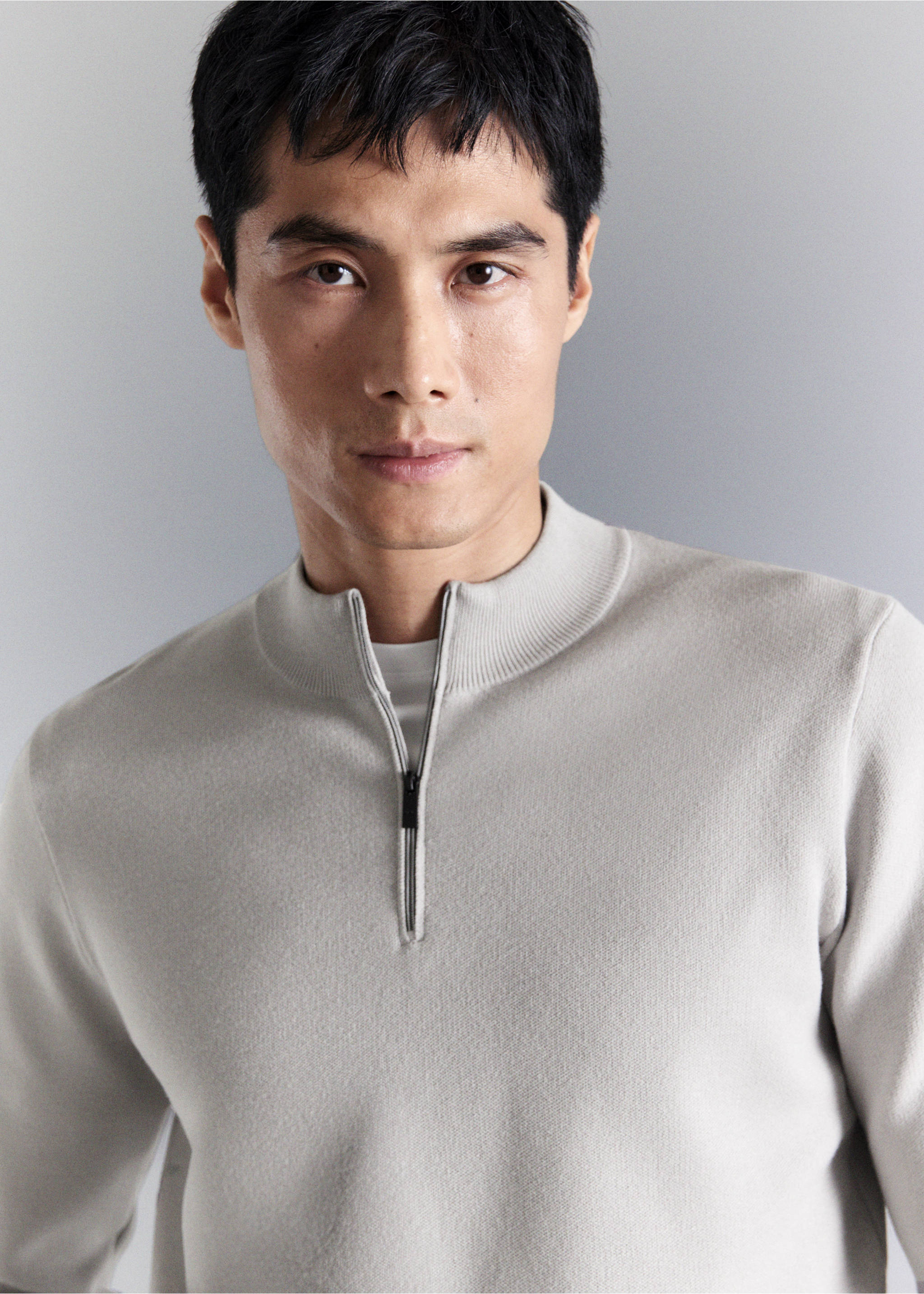 Jersey comfort stretch cremallera - Detalle del artículo 1, Gris hielo. Ref: 27004430-00.