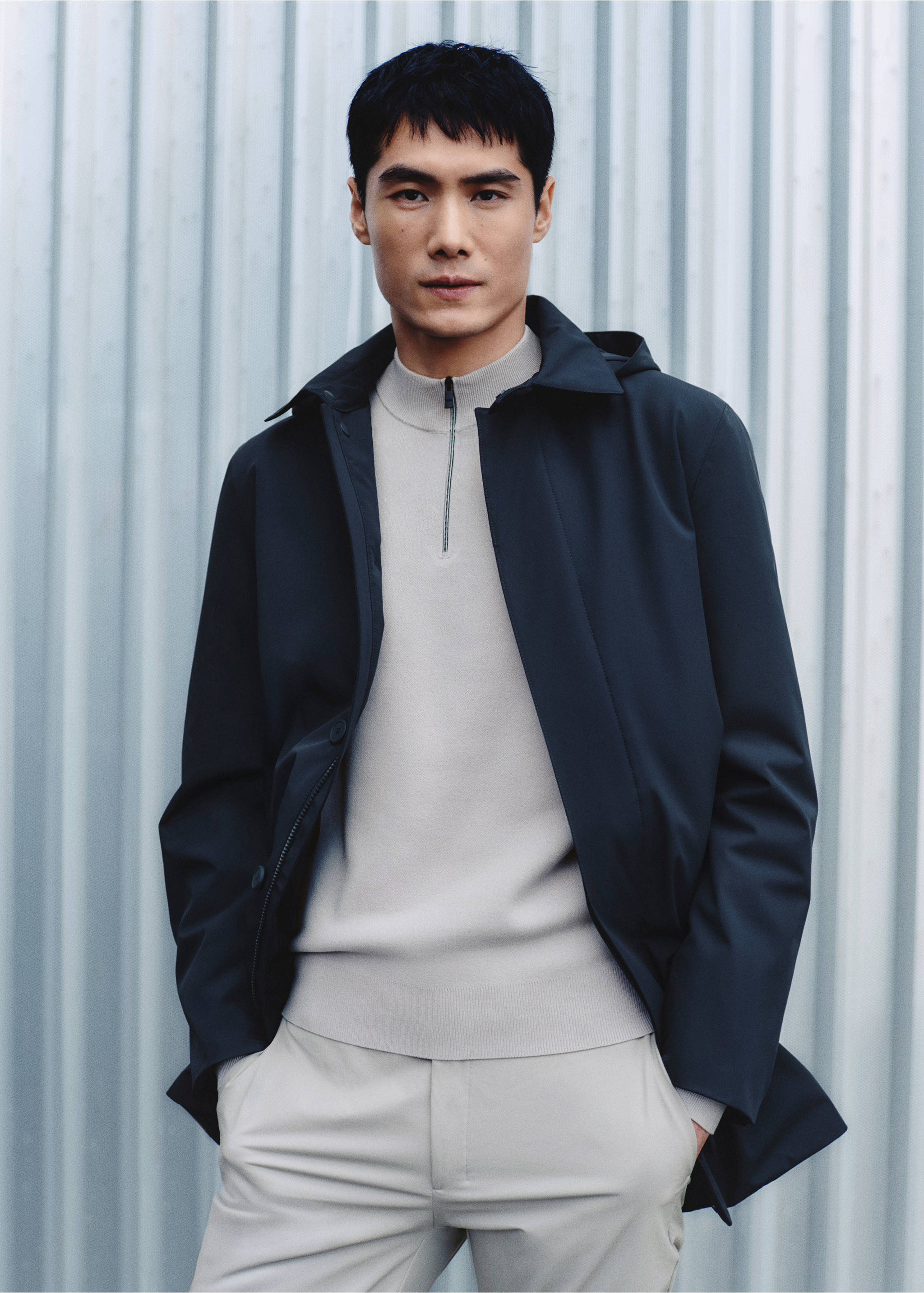 Jersey comfort stretch cremallera - Detalle del artículo 3, Gris hielo. Ref: 27004430-00.