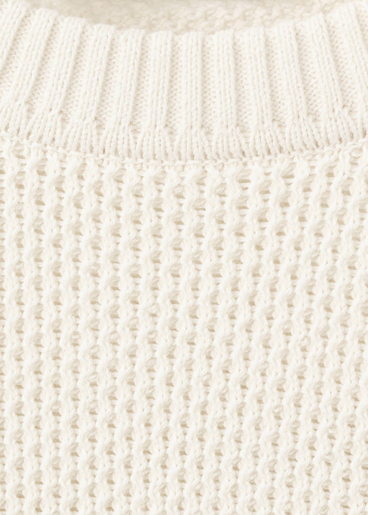 Medium-knit microstructure sweater — Ecru