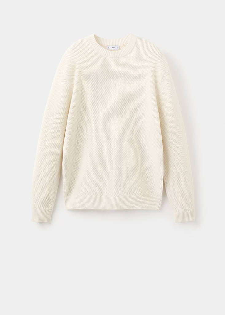 Medium-knit microstructure sweater — Ecru