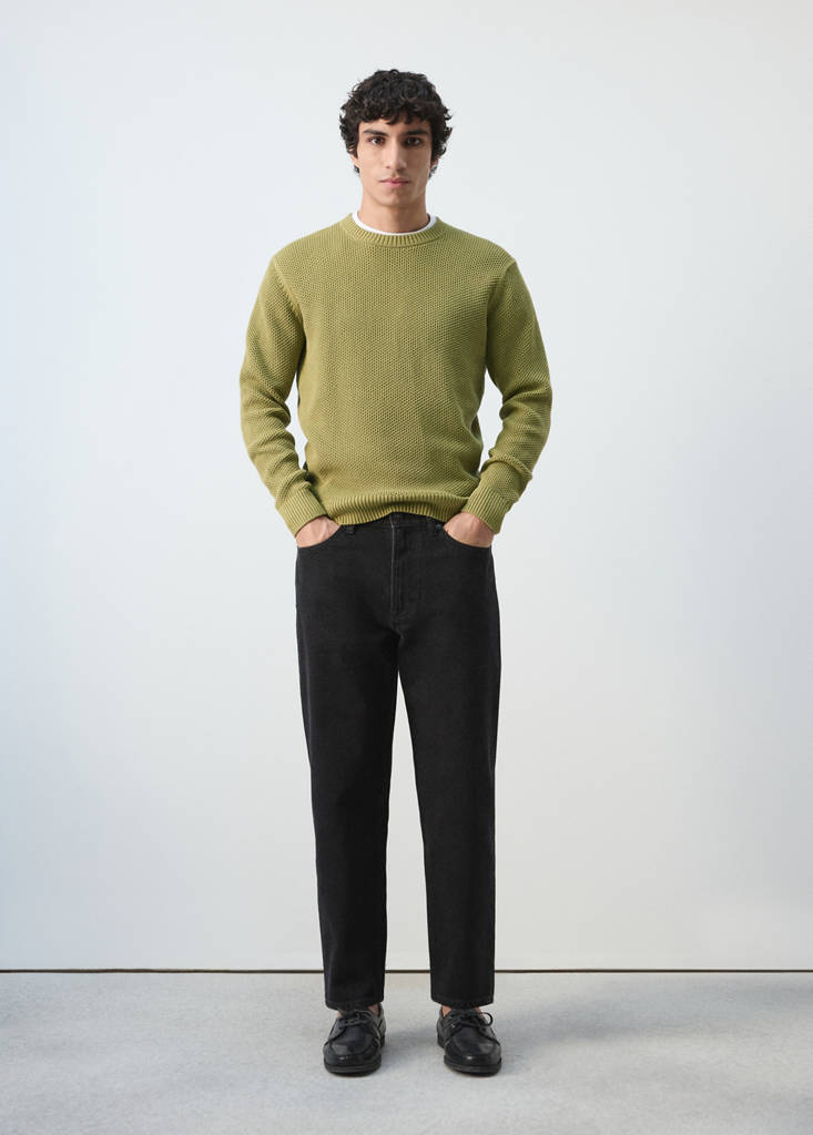 Medium-knit microstructure sweater — Green Apple