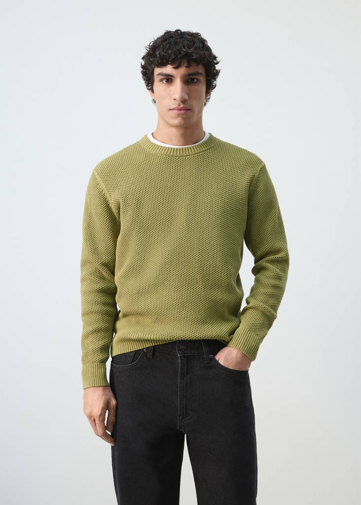 Medium-knit microstructure sweater — Green Apple