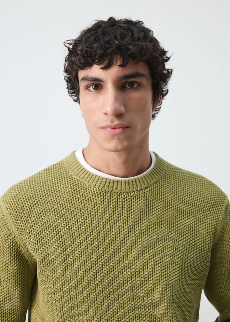 Medium-knit microstructure sweater — Green Apple