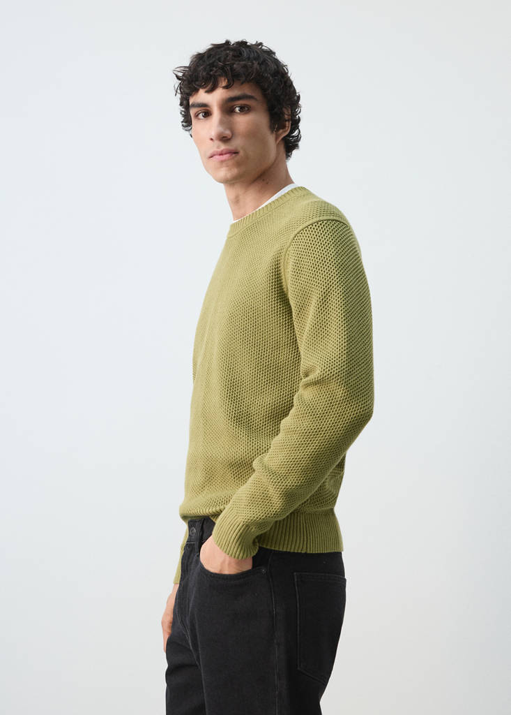 Medium-knit microstructure sweater — Green Apple