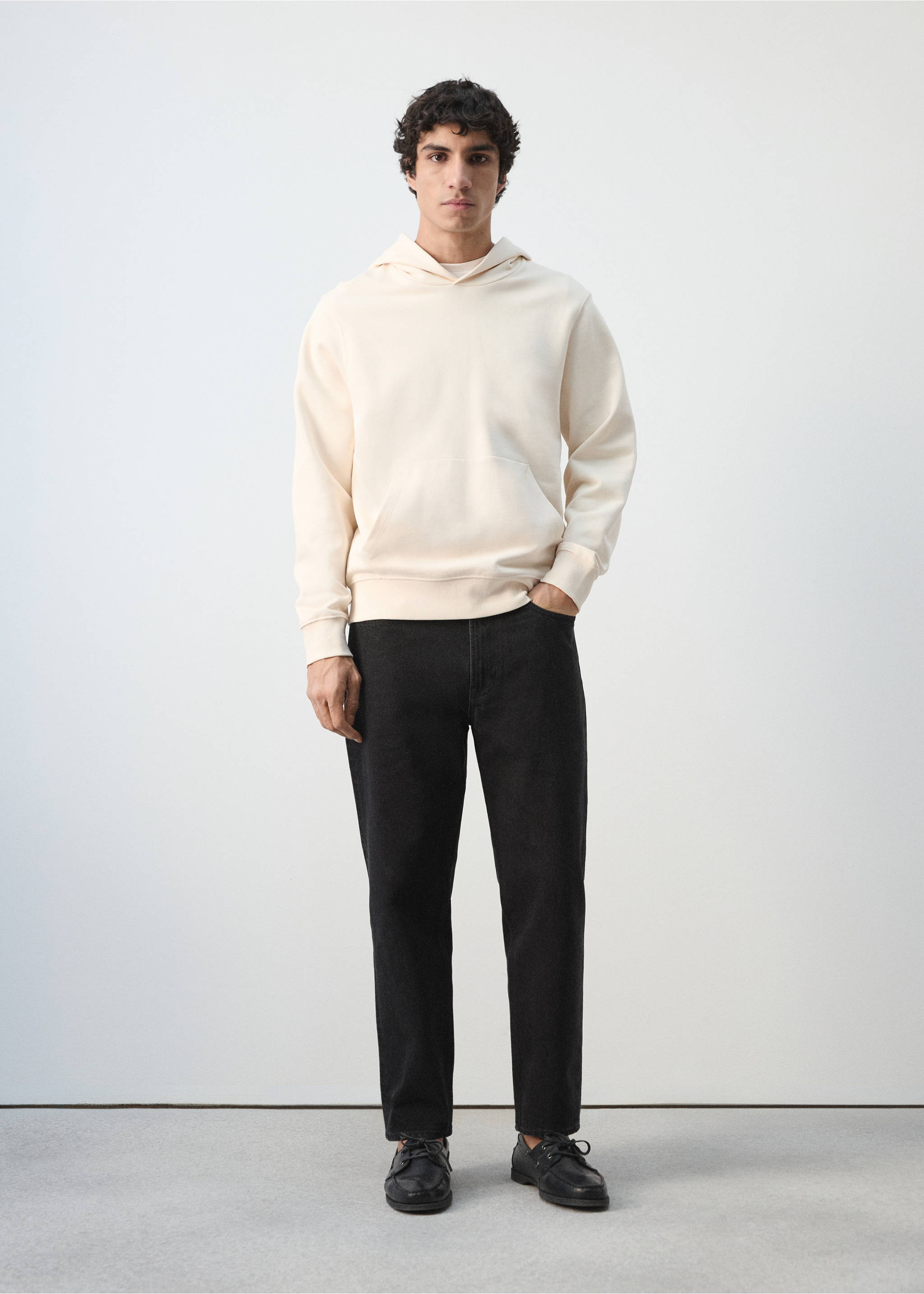 100% lightweight cotton hooded sweatshirt - General plane, Ecru. Ref: 27004434-00.