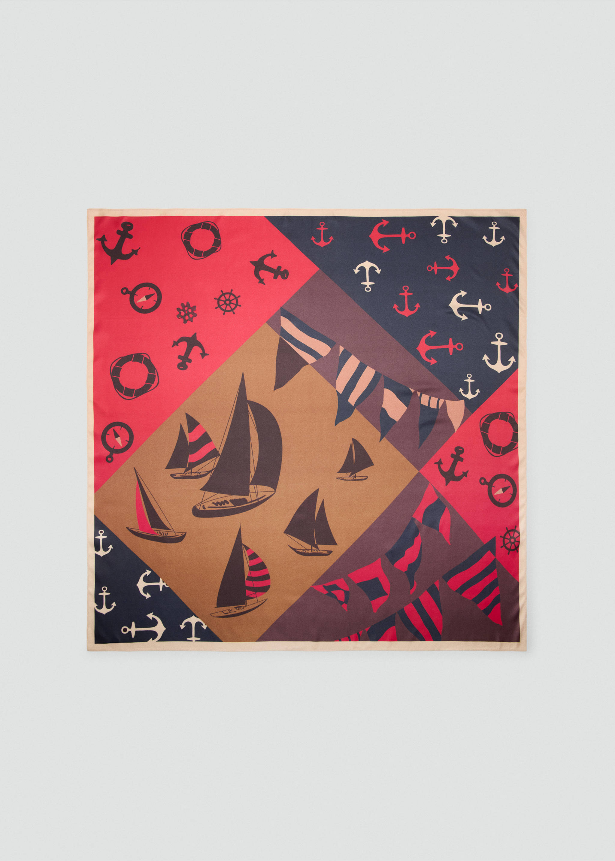 Printed satin scarf - Article without model, Red. Ref: 27004435-00.