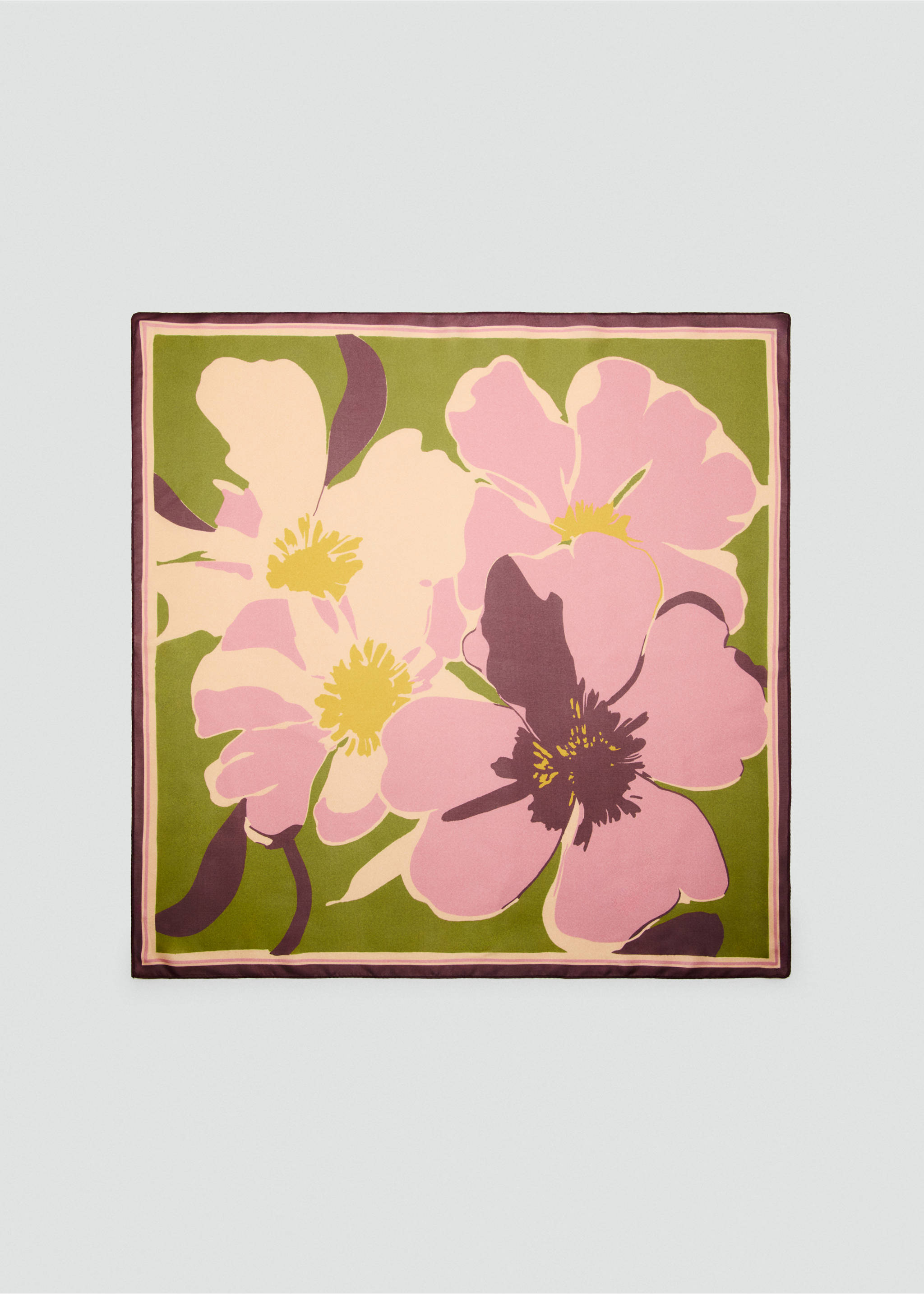 Floral print scarf - Article without model, Pink. Ref: 27004436-00.