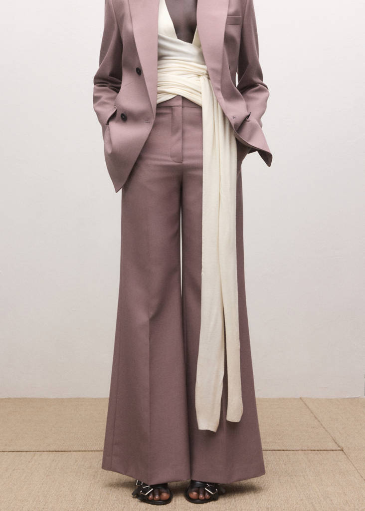 Flared wool suit trousers — Pink