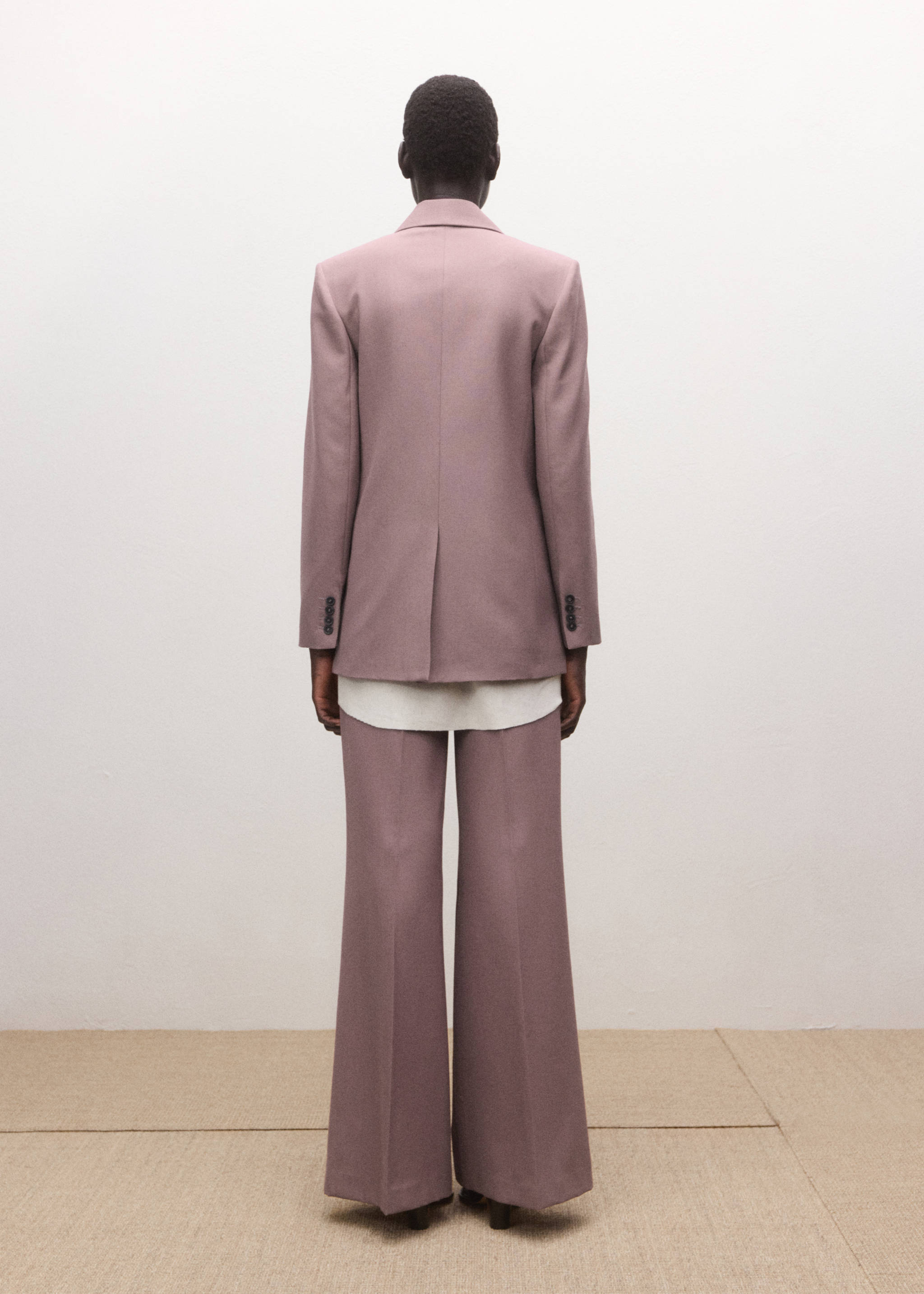 Flared wool suit trousers - Reverse of the article, Pink. Ref: 27004449-00.