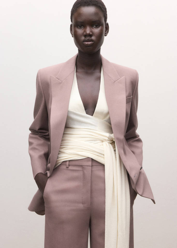 Flared wool suit trousers — Pink
