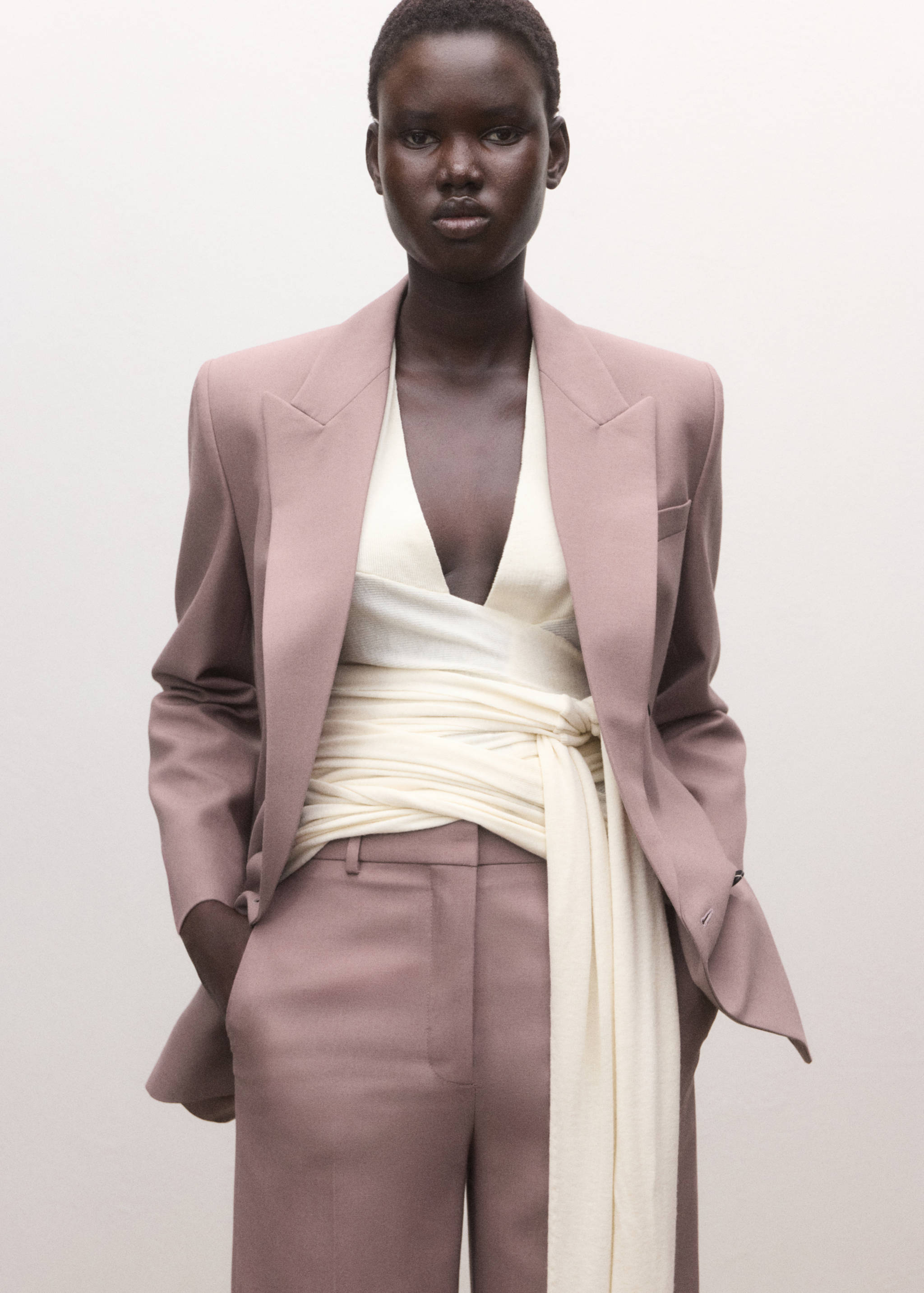 Flared wool suit trousers - Details of the article 1, Pink. Ref: 27004449-00.