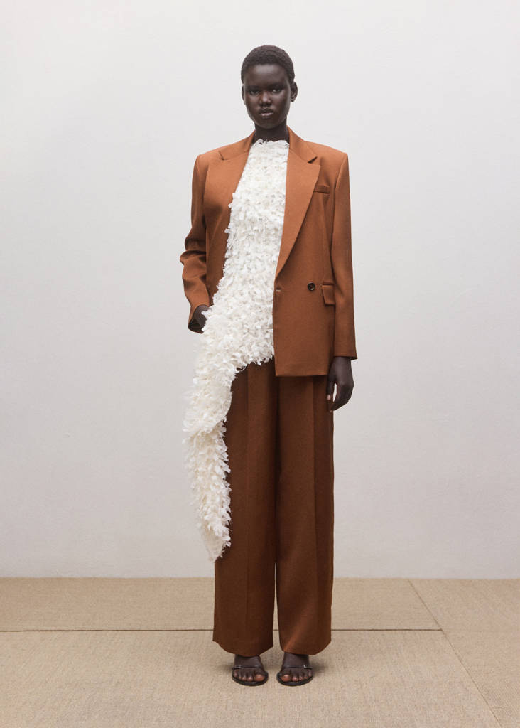 Straight low-rise suit trousers — Cognac