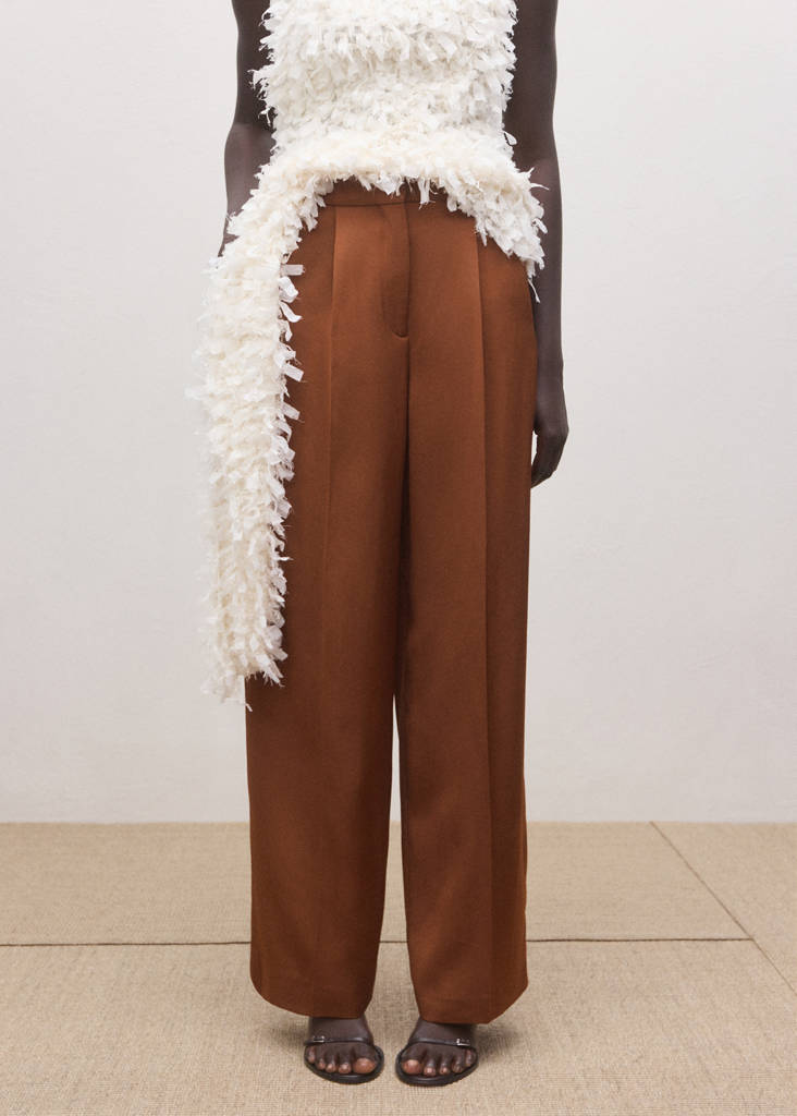 Straight low-rise suit trousers — Cognac