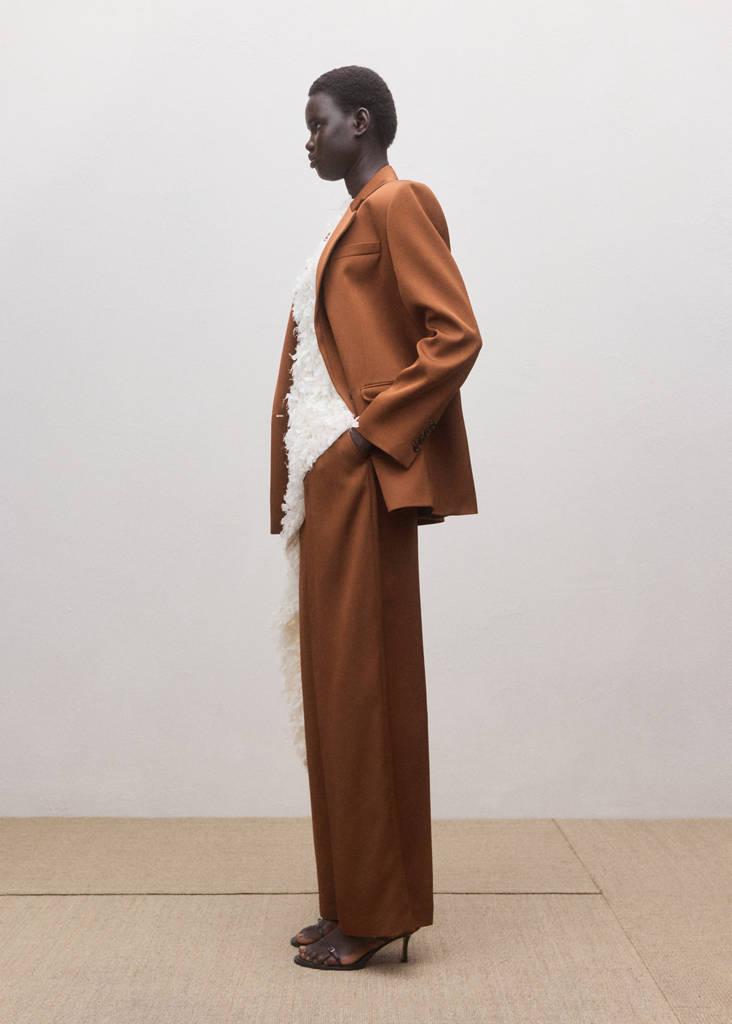 Straight low-rise suit trousers — Cognac