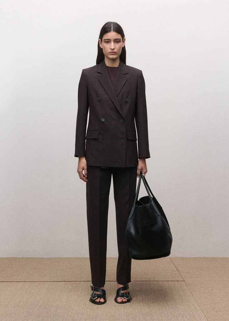 Mid-rise wool suit trousers — Plum