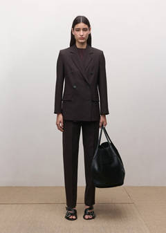 Mid-rise wool suit trousers — Plum 2