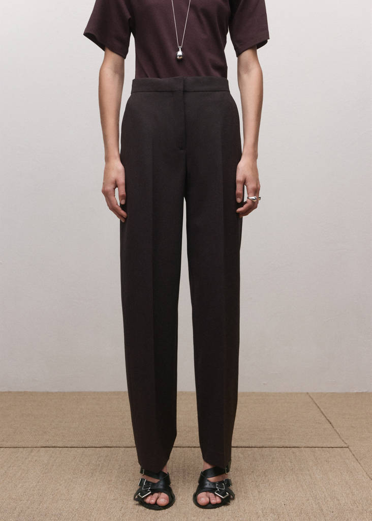Mid-rise wool suit trousers — Plum