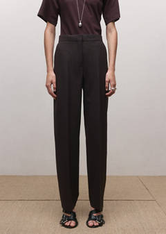 Mid-rise wool suit trousers — Plum 1