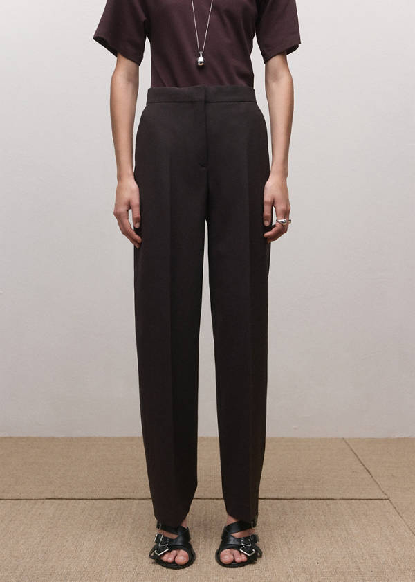 Mid-rise wool suit trousers — Plum