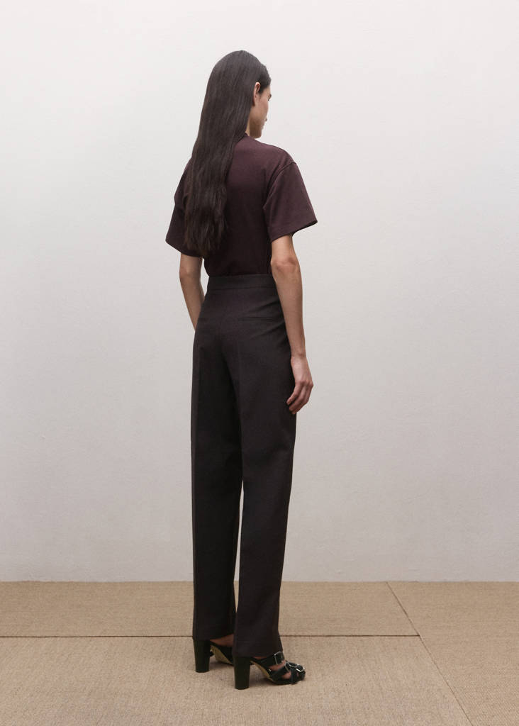 Mid-rise wool suit trousers — Plum