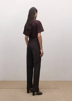 Mid-rise wool suit trousers — Plum 3