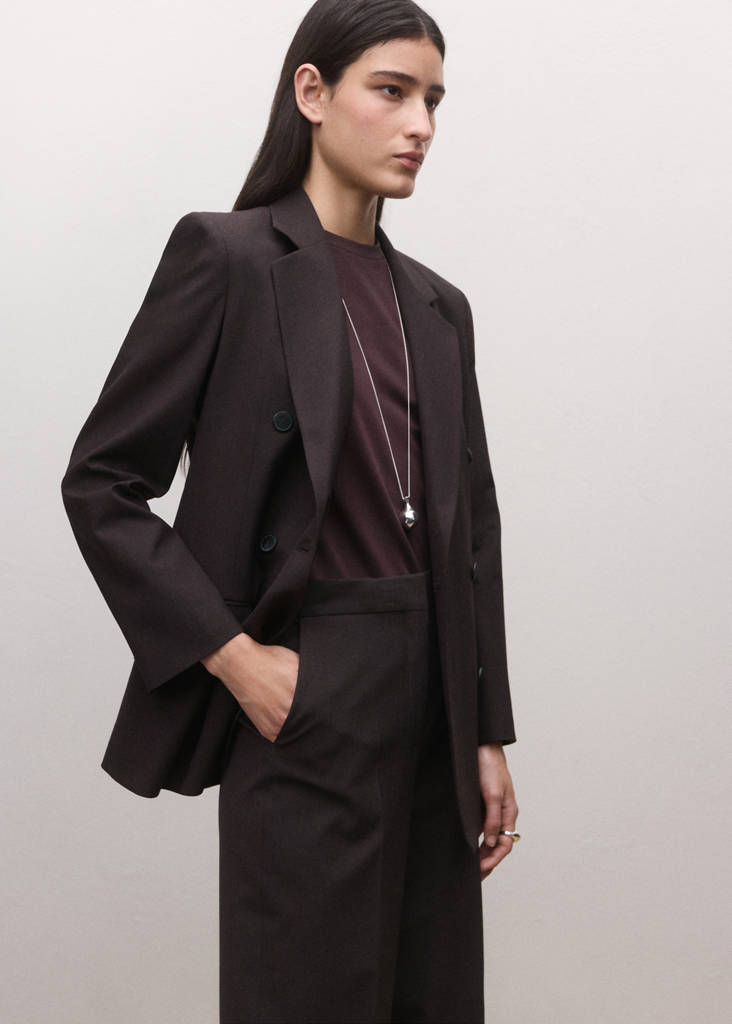 Mid-rise wool suit trousers — Plum