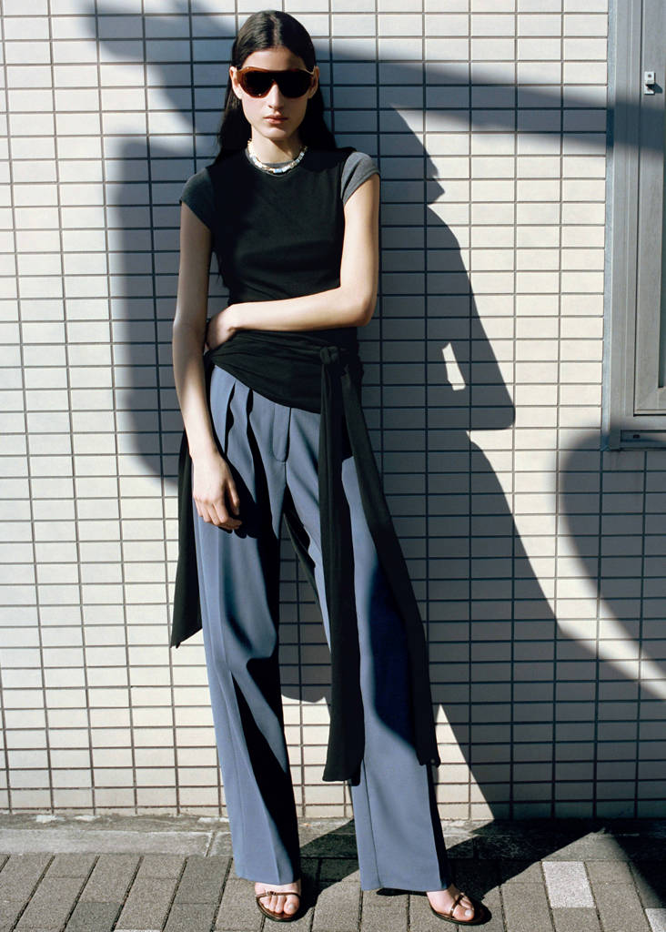 Straight wool suit trousers — Blue