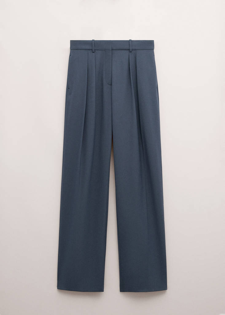 Straight wool suit trousers — Blue