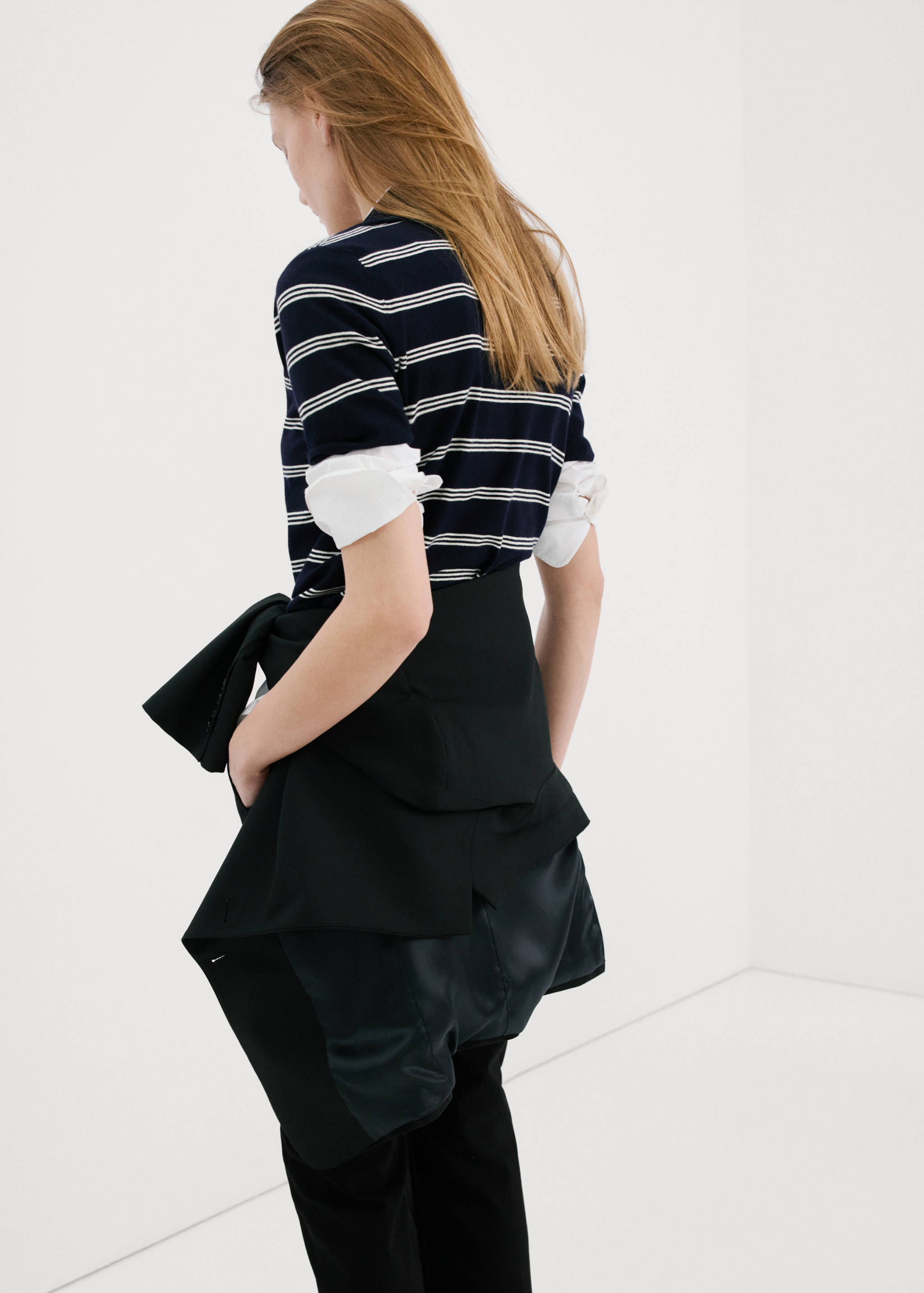 Striped polo-neck sweater - Reverse of the article