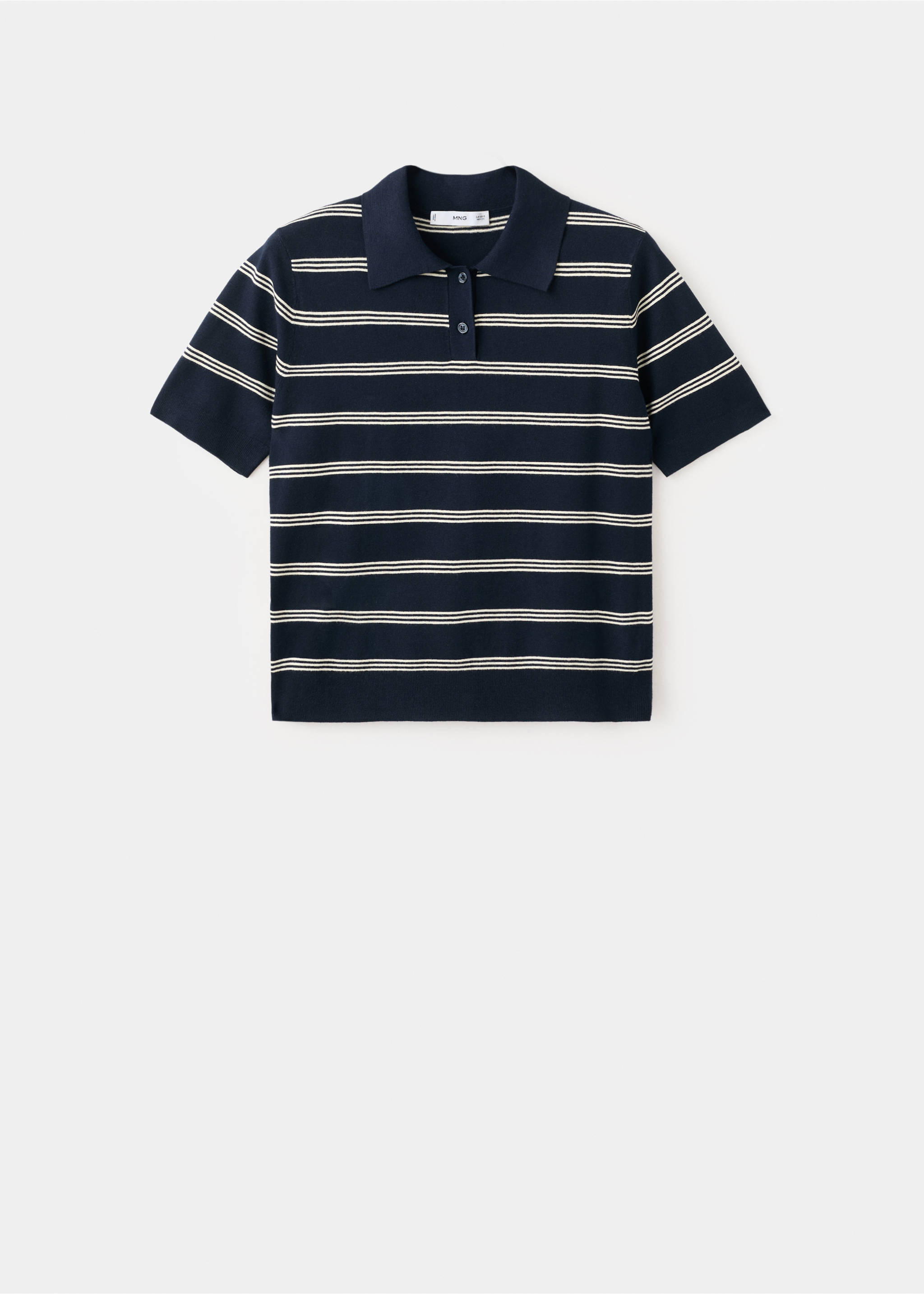 Pull-over rayures col polo - Article sans modèle, Bleu marine. Ref: 27004778-00.