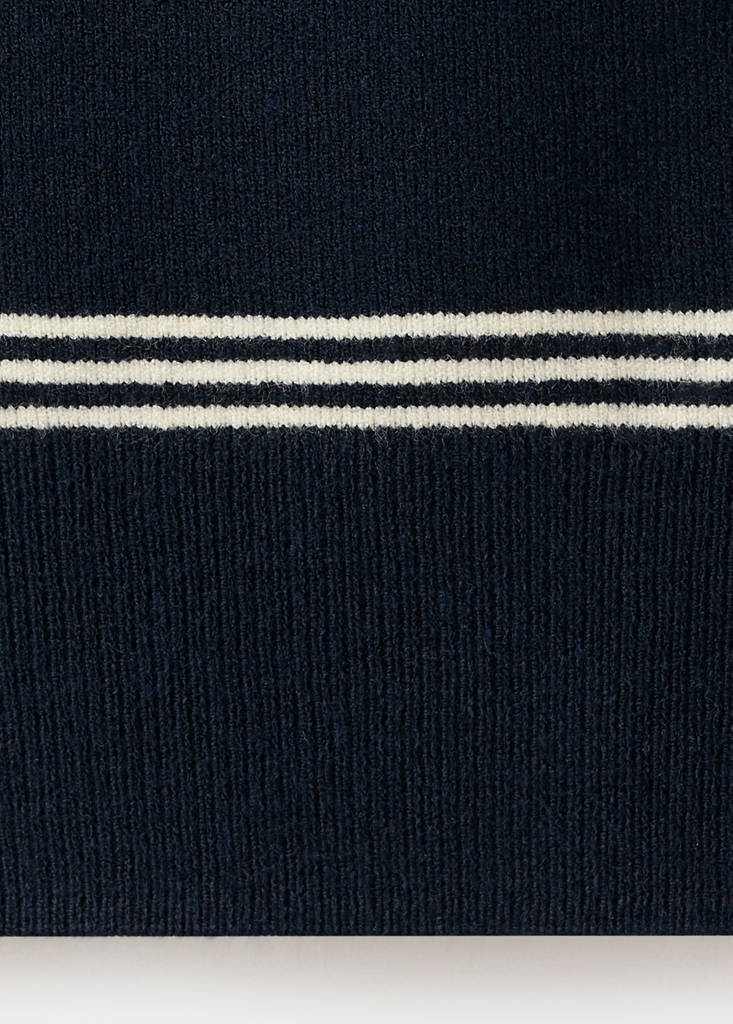 Striped polo-neck sweater — Navy