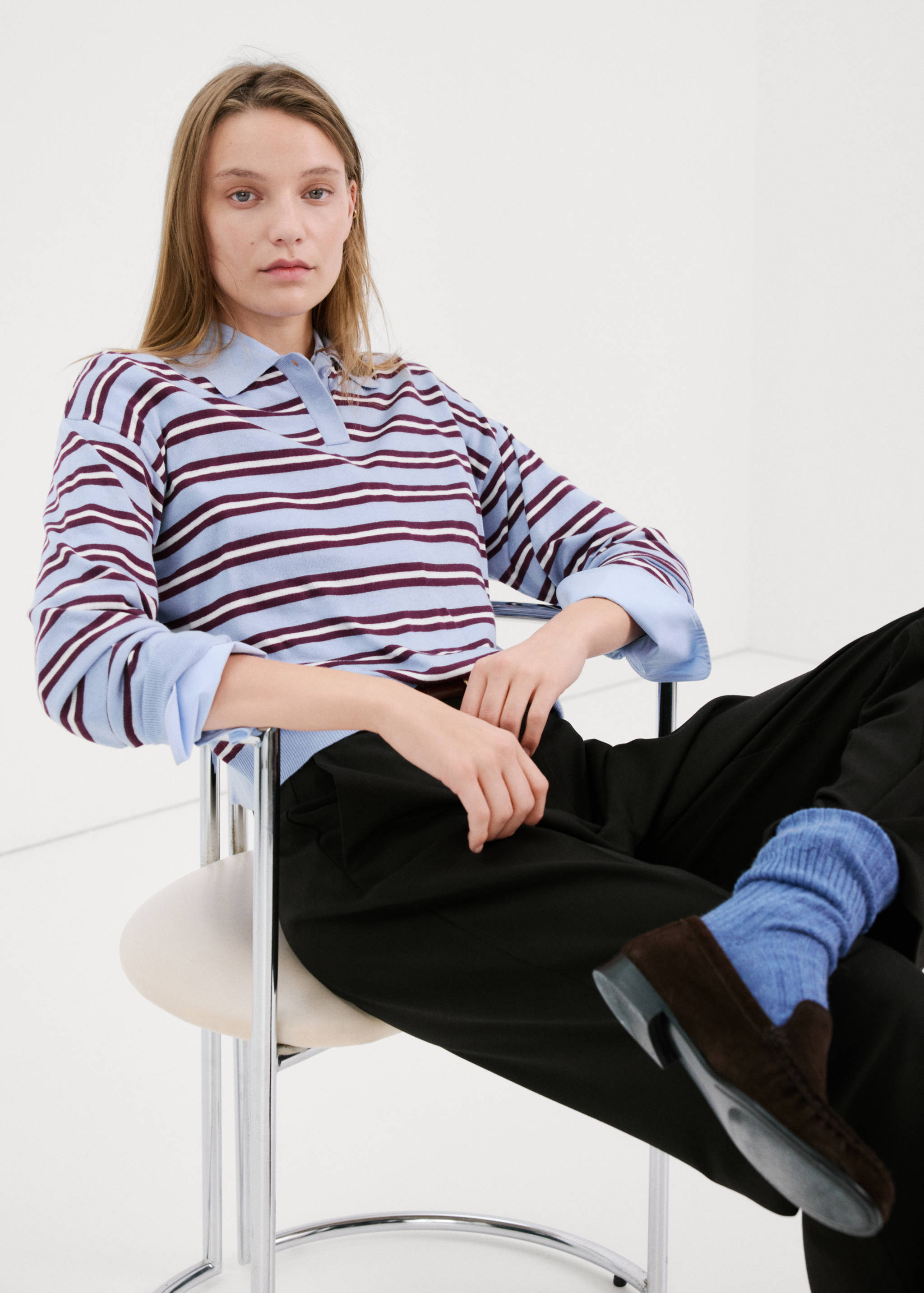 Striped polo-neck sweater - Details of the article 2