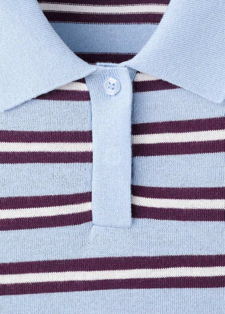 Striped polo-neck sweater — Sky Blue