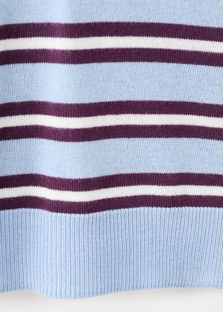 Striped polo-neck sweater — Sky Blue