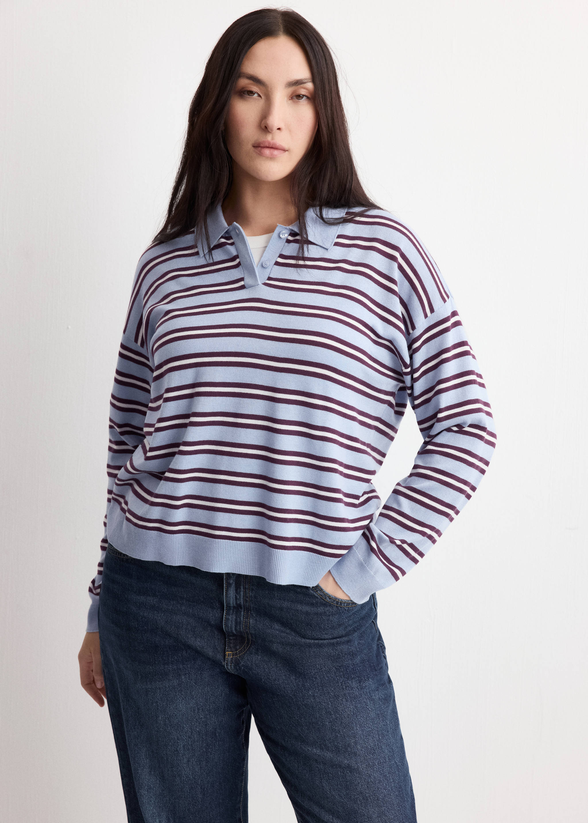 Striped polo-neck sweater - Details of the article 5
