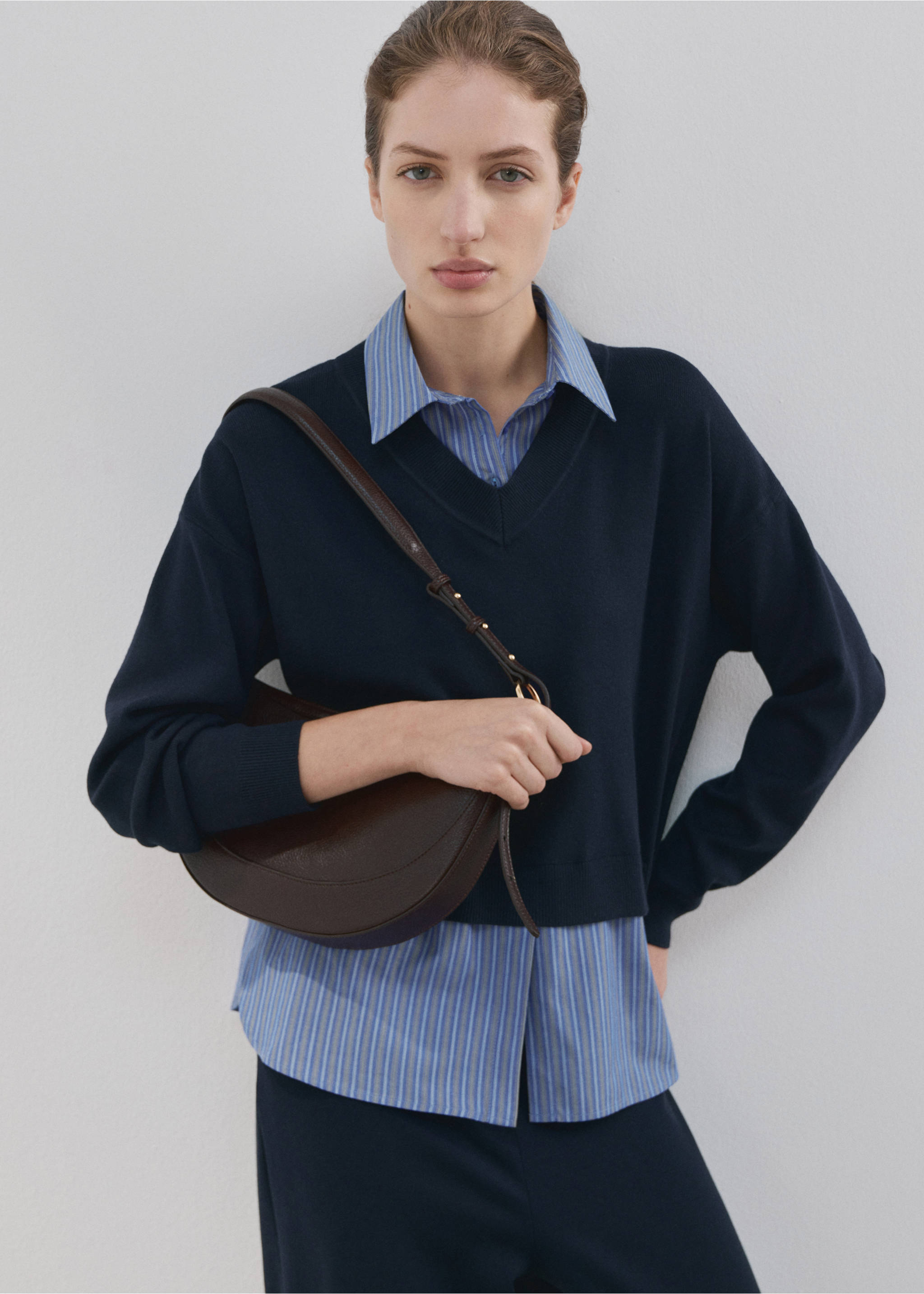 Combined shirt sweater - Medium plane, Navy. Ref: 27004781-00.