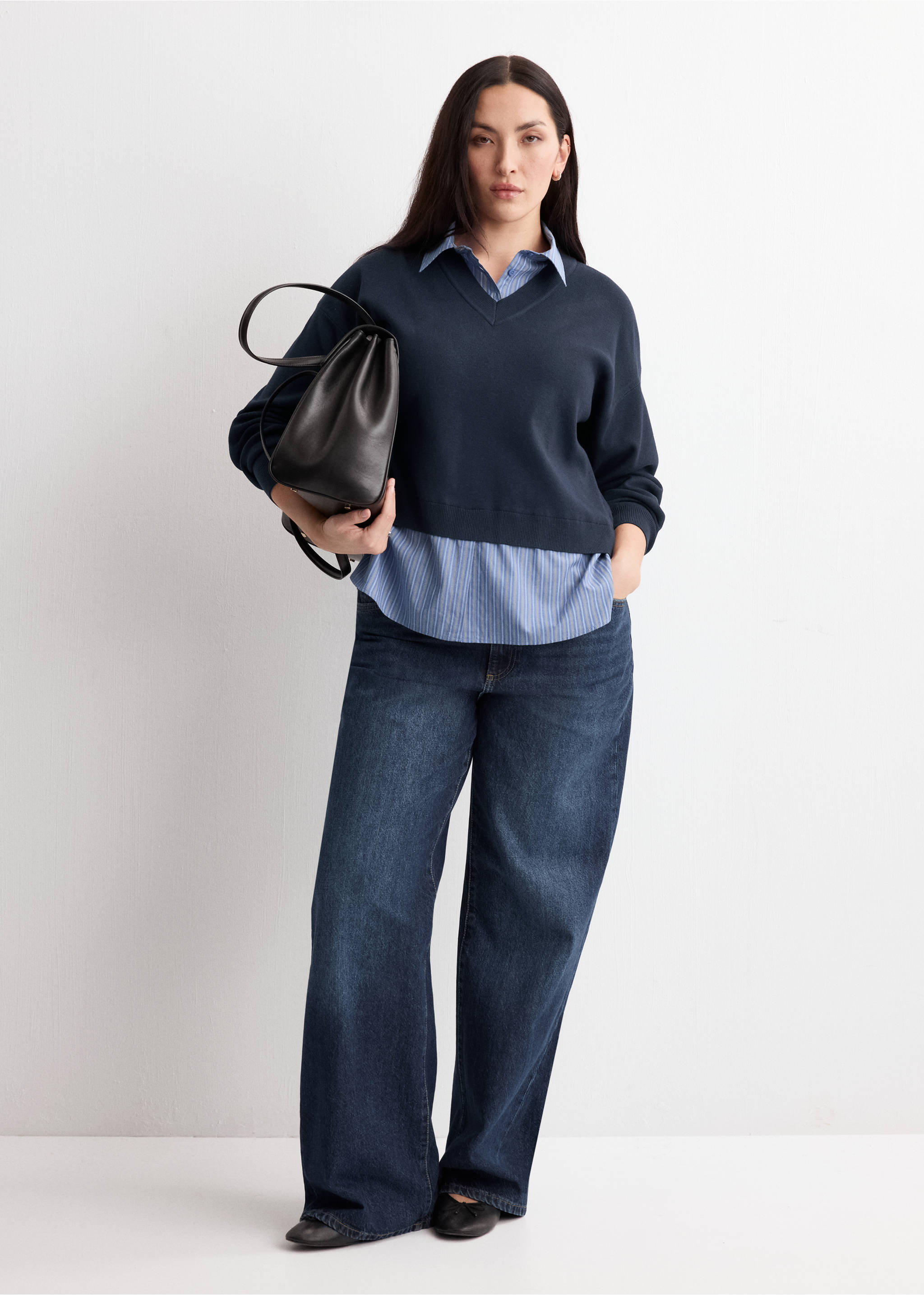 Combined shirt sweater - Details of the article 3, Navy. Ref: 27004781-00.