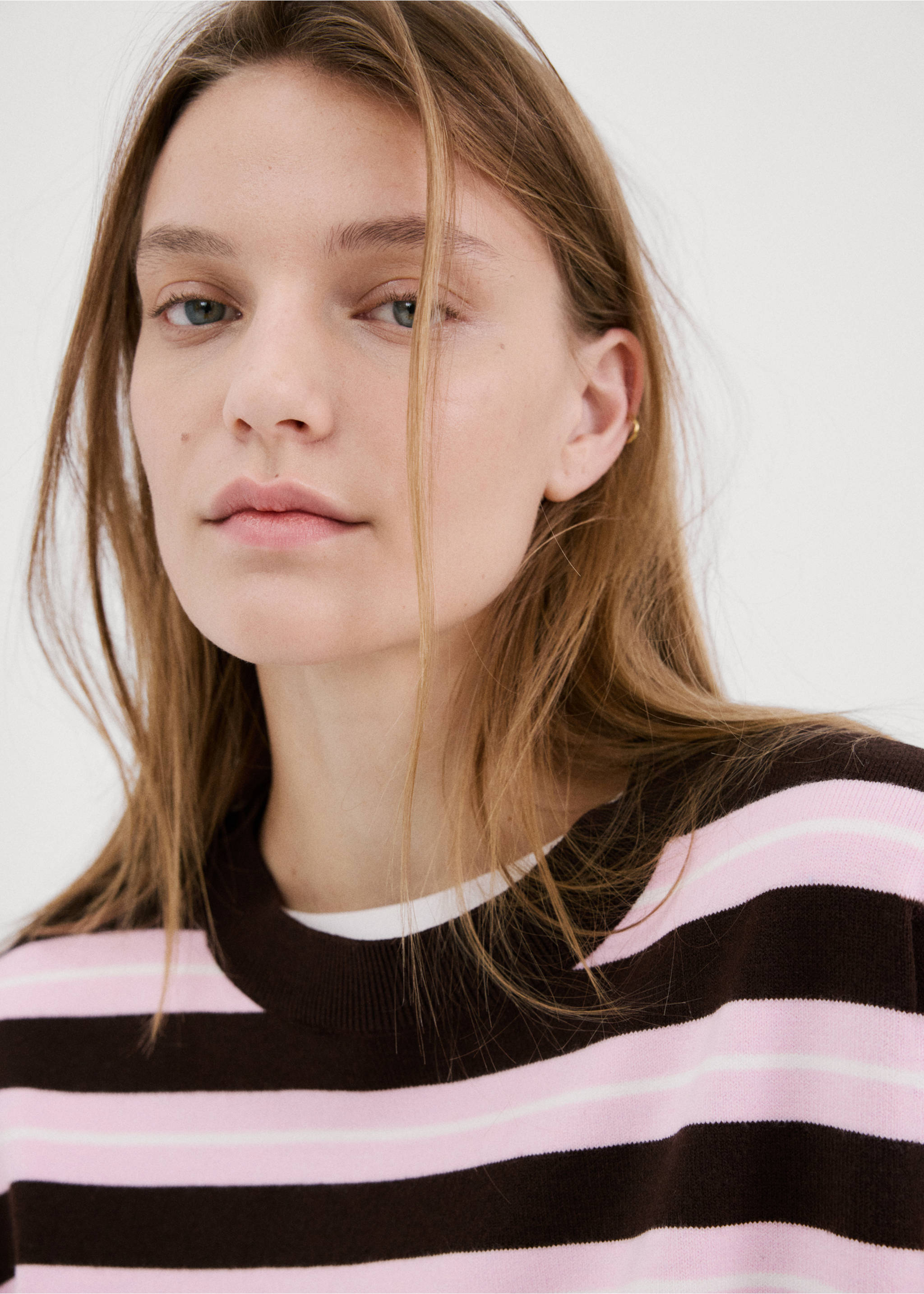 Knit striped sweater - Details of the article 1, Chocolate. Ref: 27004782-00.