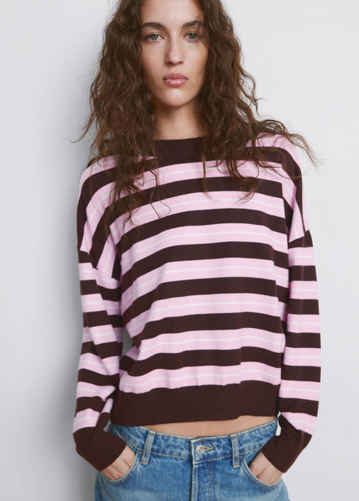 Knit striped sweater — Chocolate