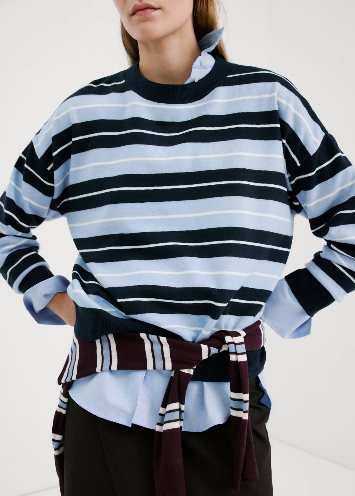 Knit striped sweater — Dark Navy