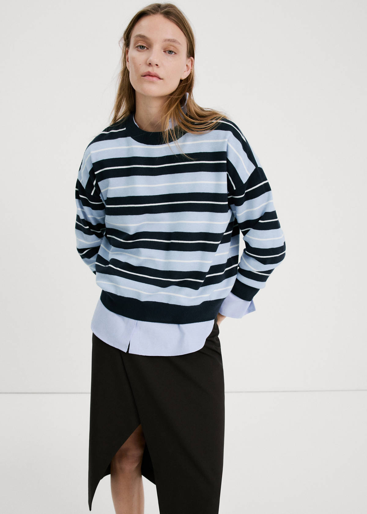 Knit striped sweater — Dark Navy