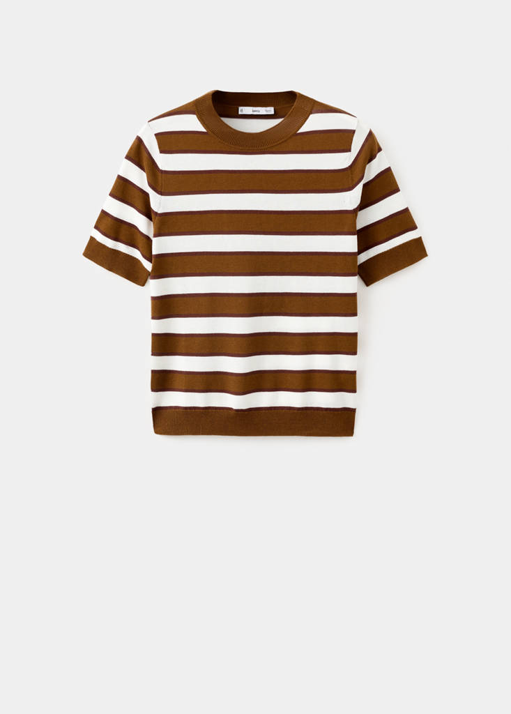 Short-sleeved knitted sweater — Caramel
